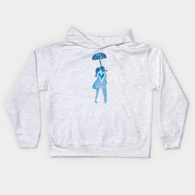 Lovers in the Rain (lesbian) Kids Hoodie by njgaron